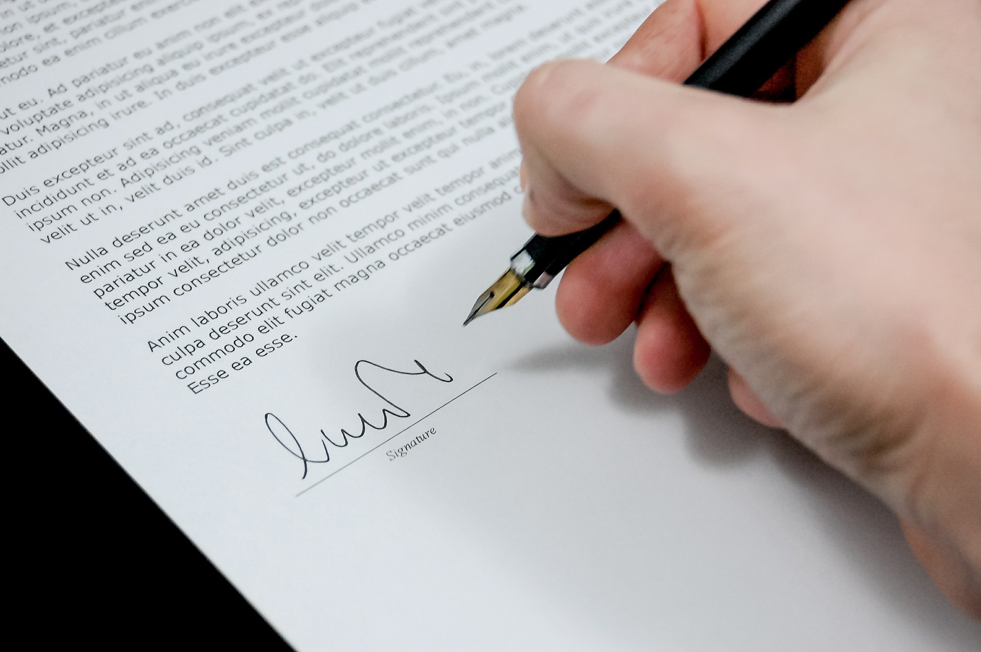 photo - signature on insurance document