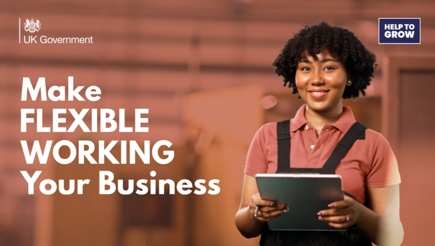 Text reading "Make flexible working your business" and graphics