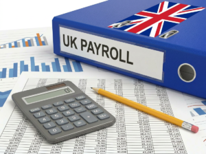 Blue folder marked 'UK Payroll'